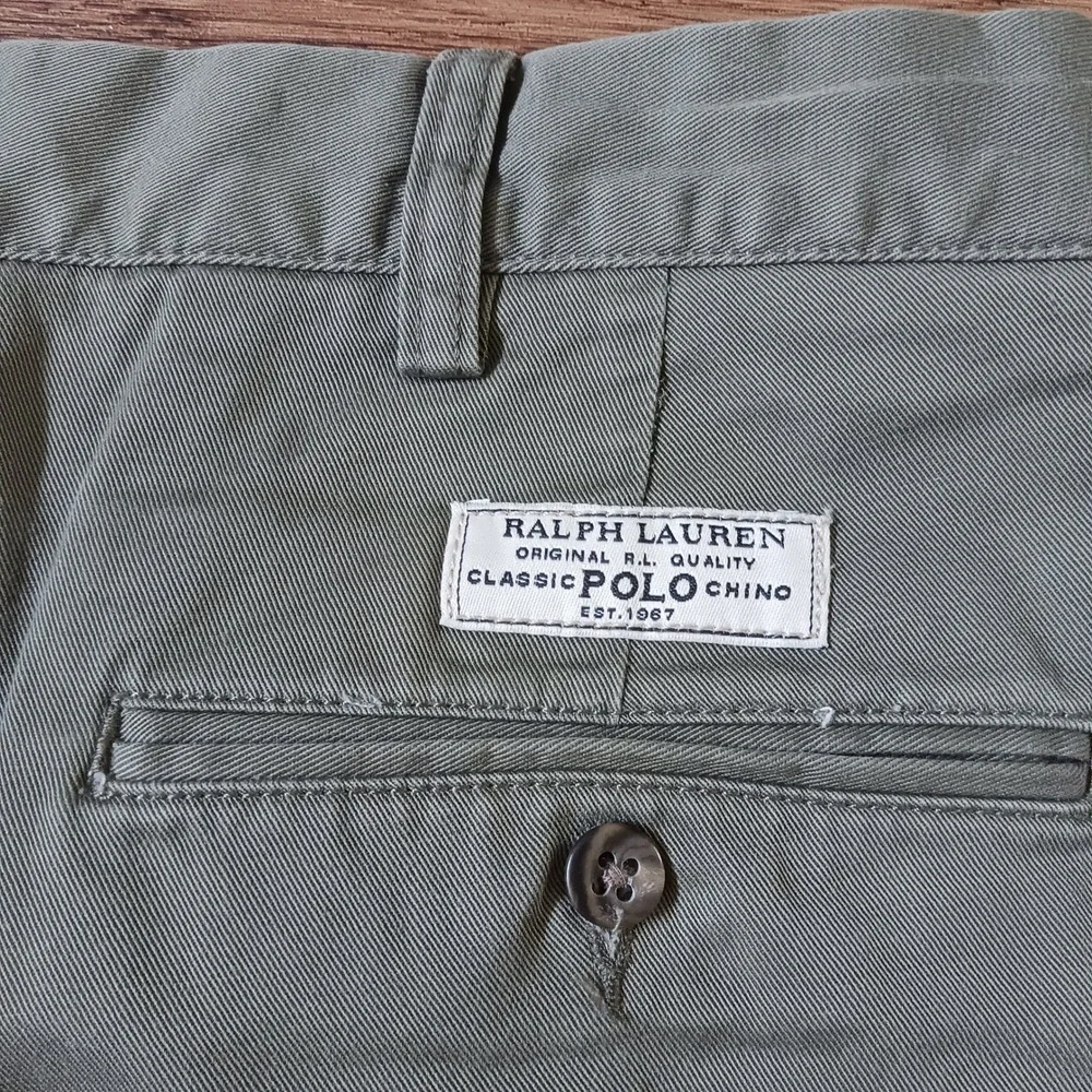Polo Ralph Lauren Andrew Pant Mens 38x32 Olive Green Pleated Chino Cotton